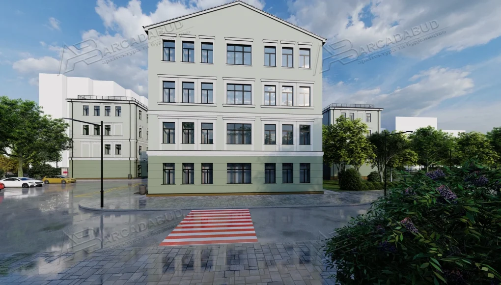 Фасад хірургічного корпусу «Обласна клінічна лікарня» м. Харків